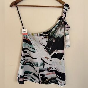 Bar lll abstract palm leaf one shoulder top SZ XS